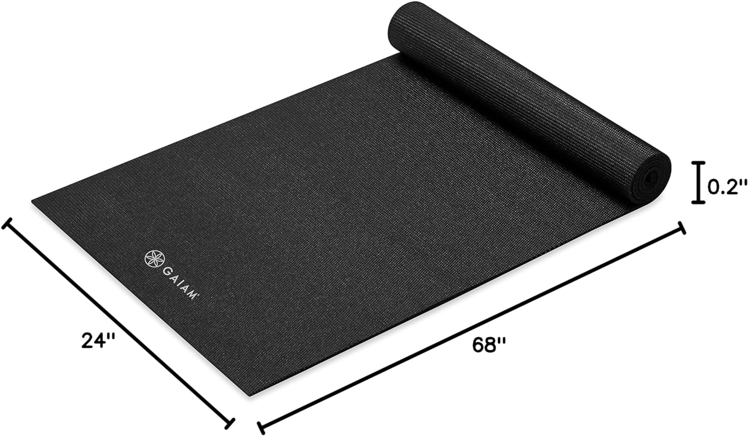 image:imageGaiam Yoga Mat  Premium 5mm Solid Thick Non Slip Exercise amp Fitness Mat for All Types of Yoga Pilates amp Floor Workouts 68 x 24 x 5mmBlack