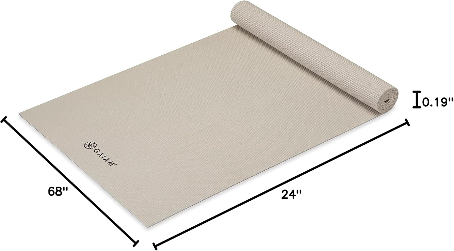 image:imageGaiam Yoga Mat  Premium 5mm Solid Thick Non Slip Exercise amp Fitness Mat for All Types of Yoga Pilates amp Floor Workouts 68 x 24 x 5mmSandstone