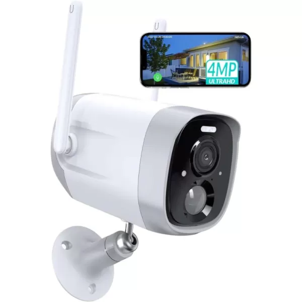 NETVUE Security Cameras Wireless Outdoor, 2.5K 4MP 2.4G WiFi Strobe Light/Spotlight Home Security System with Motion Detection and Siren, Two-Way Audio, Color Night Vision, Cloud/SD Storage