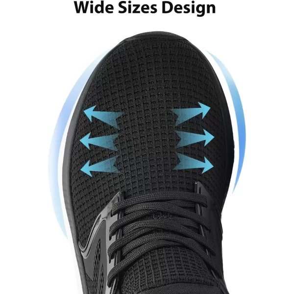 imageMens White Sneaker Tennis Shoes  Slip On Running Shoes Memory Foam Lightweight Casual Walking Shoes for Athletic Workout GymAll Black