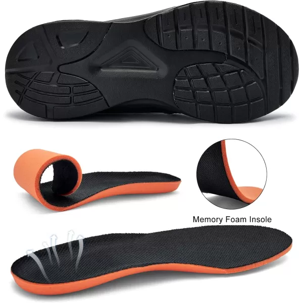 imageMens White Sneaker Tennis Shoes  Slip On Running Shoes Memory Foam Lightweight Casual Walking Shoes for Athletic Workout GymAll Black