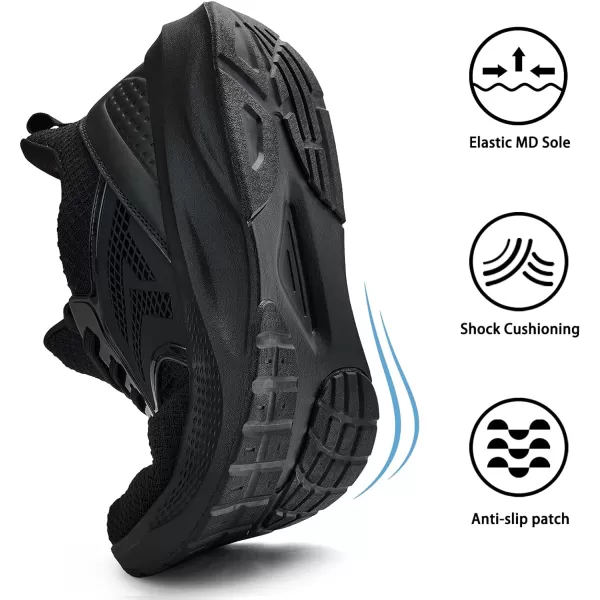 imageMens White Sneaker Tennis Shoes  Slip On Running Shoes Memory Foam Lightweight Casual Walking Shoes for Athletic Workout GymAll Black