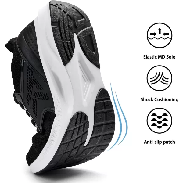 imageMens White Sneaker Tennis Shoes  Slip On Running Shoes Memory Foam Lightweight Casual Walking Shoes for Athletic Workout GymBlack