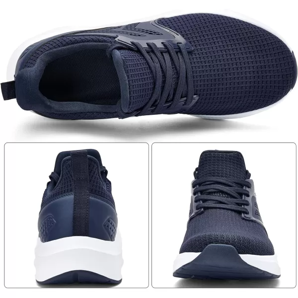 imageMens White Sneaker Tennis Shoes  Slip On Running Shoes Memory Foam Lightweight Casual Walking Shoes for Athletic Workout GymBlue