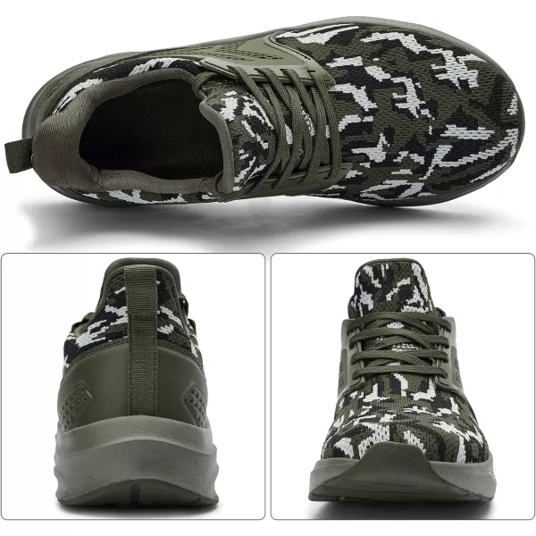 imageMens White Sneaker Tennis Shoes  Slip On Running Shoes Memory Foam Lightweight Casual Walking Shoes for Athletic Workout GymCamouflage Green