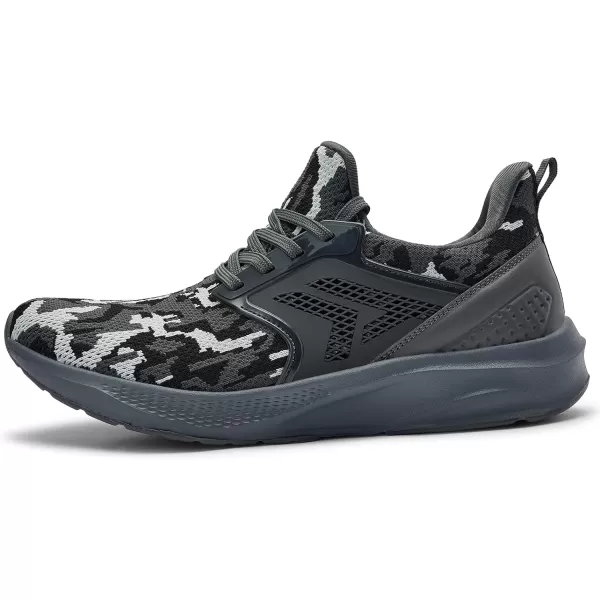 imageMens White Sneaker Tennis Shoes  Slip On Running Shoes Memory Foam Lightweight Casual Walking Shoes for Athletic Workout GymCamouflage Grey