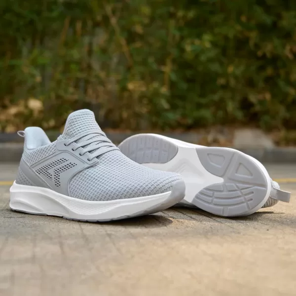 imageMens White Sneaker Tennis Shoes  Slip On Running Shoes Memory Foam Lightweight Casual Walking Shoes for Athletic Workout GymGrey
