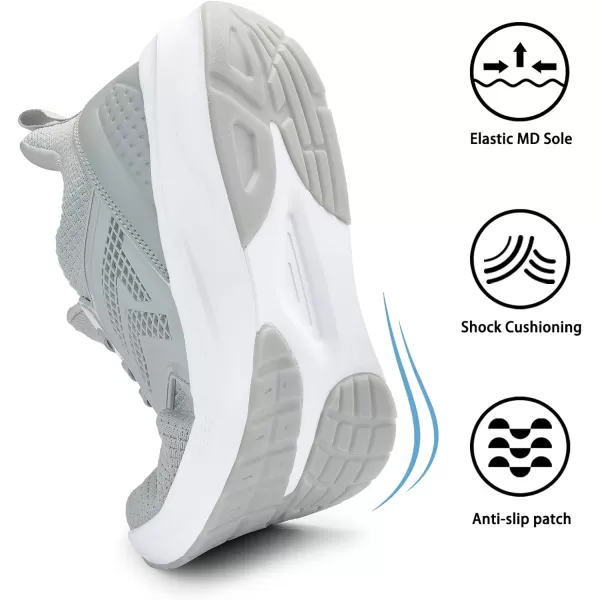 imageMens White Sneaker Tennis Shoes  Slip On Running Shoes Memory Foam Lightweight Casual Walking Shoes for Athletic Workout GymGrey