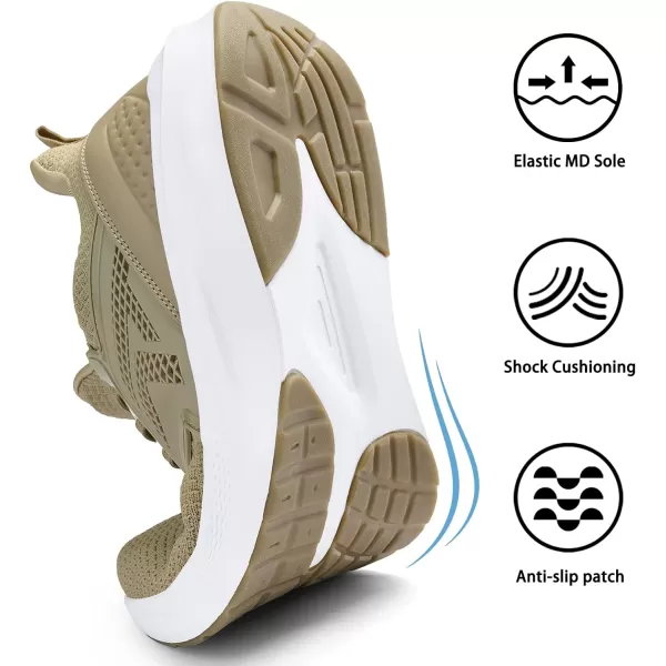 imageMens White Sneaker Tennis Shoes  Slip On Running Shoes Memory Foam Lightweight Casual Walking Shoes for Athletic Workout GymKhaki