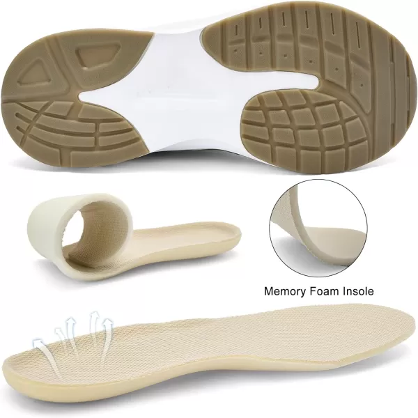 imageMens White Sneaker Tennis Shoes  Slip On Running Shoes Memory Foam Lightweight Casual Walking Shoes for Athletic Workout GymKhaki