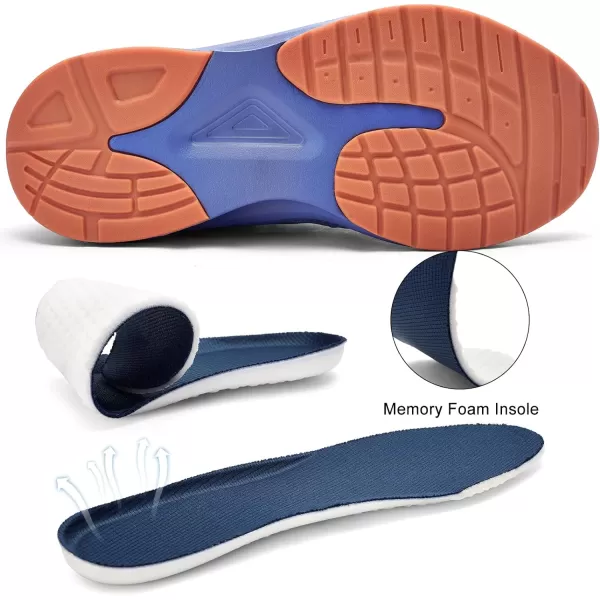 imageMens White Sneaker Tennis Shoes  Slip On Running Shoes Memory Foam Lightweight Casual Walking Shoes for Athletic Workout GymVista Blue