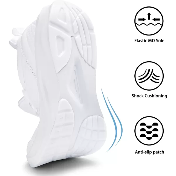 imageMens White Sneaker Tennis Shoes  Slip On Running Shoes Memory Foam Lightweight Casual Walking Shoes for Athletic Workout GymWhite
