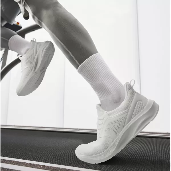 imageMens White Sneaker Tennis Shoes  Slip On Running Shoes Memory Foam Lightweight Casual Walking Shoes for Athletic Workout GymWhite