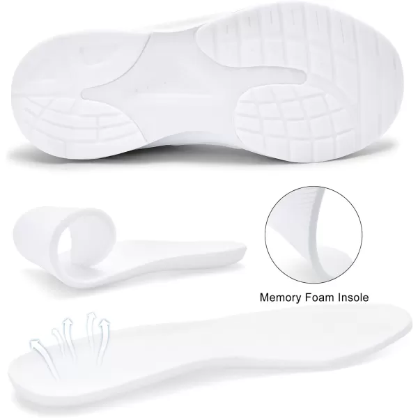 imageMens White Sneaker Tennis Shoes  Slip On Running Shoes Memory Foam Lightweight Casual Walking Shoes for Athletic Workout GymWhite