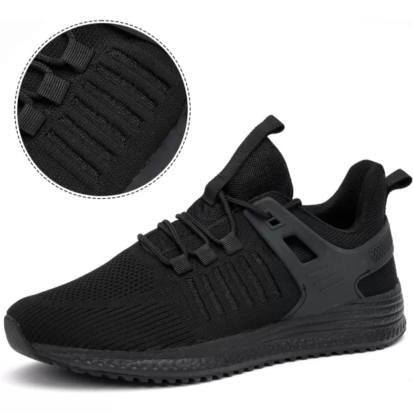 imageSDolphin Mens Running Shoes Sneakers  Tennis Workout Walking Gym Athletic Rubber Sole Breathable Comfortable Non Slip Fashion ShoesAall Blacklaces