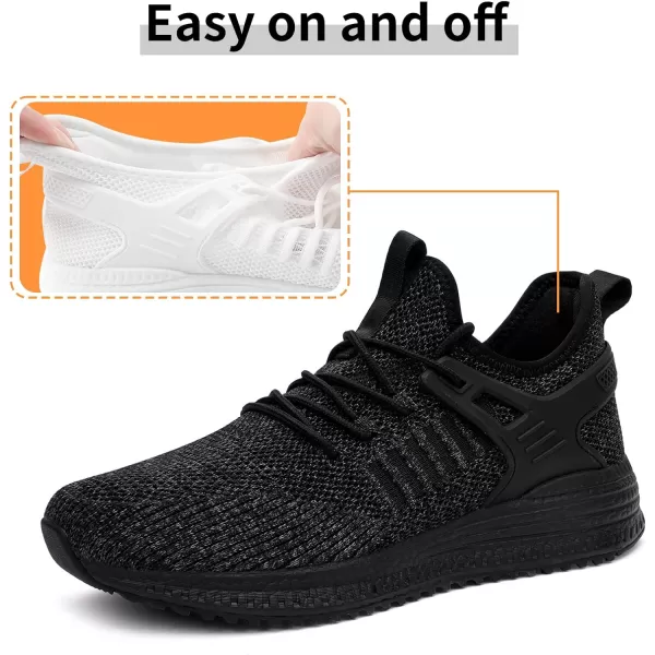 imageSDolphin Mens Running Shoes Sneakers  Tennis Workout Walking Gym Athletic Rubber Sole Breathable Comfortable Non Slip Fashion ShoesBmix All Black