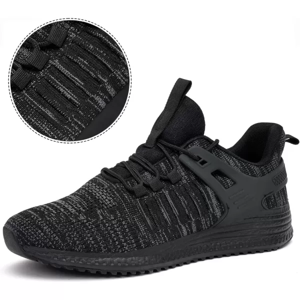 imageSDolphin Mens Running Shoes Sneakers  Tennis Workout Walking Gym Athletic Rubber Sole Breathable Comfortable Non Slip Fashion ShoesBmix All Blacklaces