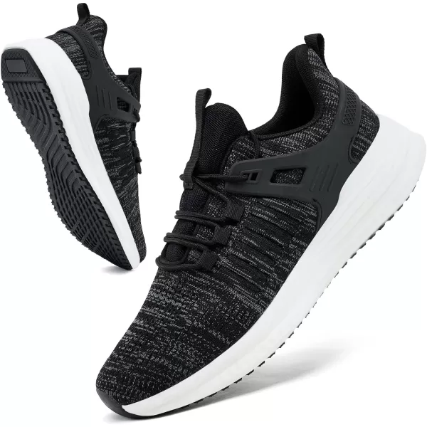 imageSDolphin Mens Running Shoes Sneakers  Tennis Workout Walking Gym Athletic Rubber Sole Breathable Comfortable Non Slip Fashion ShoesEmix Black Whitelaces