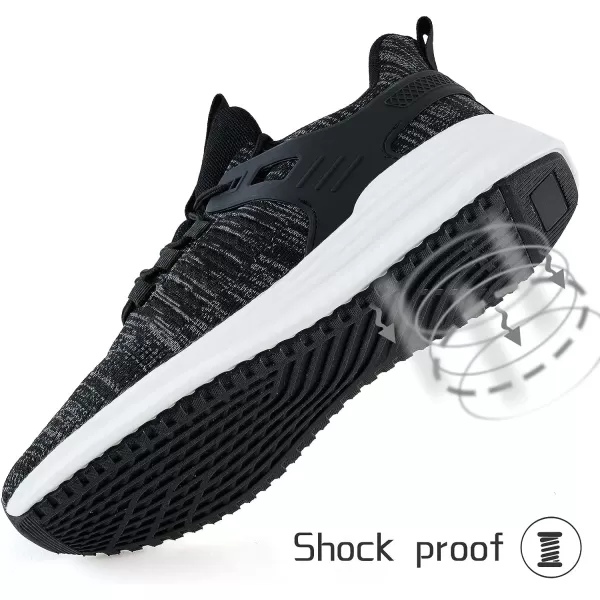 imageSDolphin Mens Running Shoes Sneakers  Tennis Workout Walking Gym Athletic Rubber Sole Breathable Comfortable Non Slip Fashion ShoesEmix Black Whitelaces