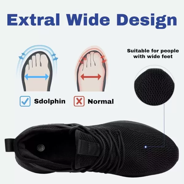imageSDolphin Mens Running Shoes Wide Slip on Sneakers Tennis Workout Wide Width Walking Shoes Gym Athletic Breathable ComfortableBlack