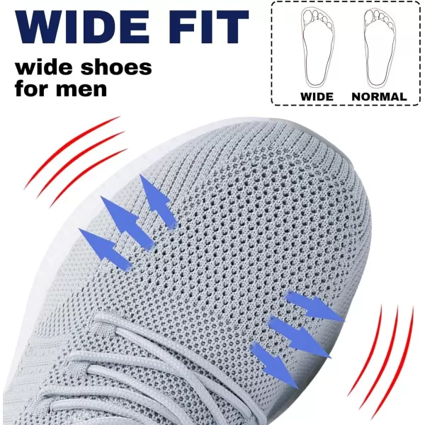 imageSDolphin Mens Running Shoes Wide Slip on Sneakers Tennis Workout Wide Width Walking Shoes Gym Athletic Breathable ComfortableLight Grey