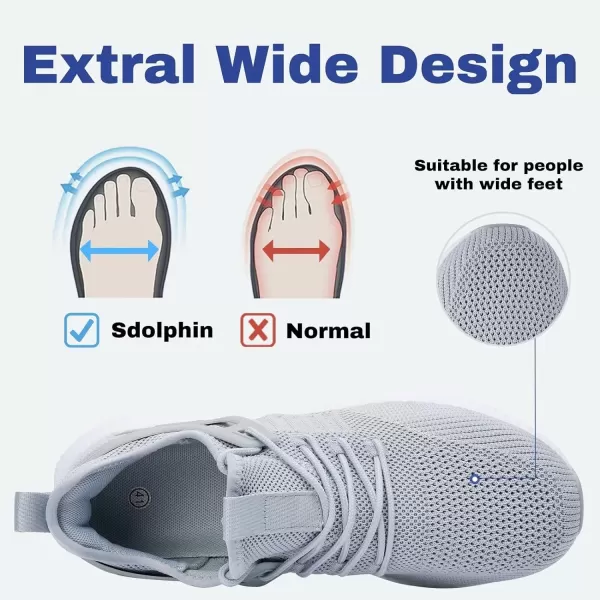 imageSDolphin Mens Running Shoes Wide Slip on Sneakers Tennis Workout Wide Width Walking Shoes Gym Athletic Breathable ComfortableLight Grey