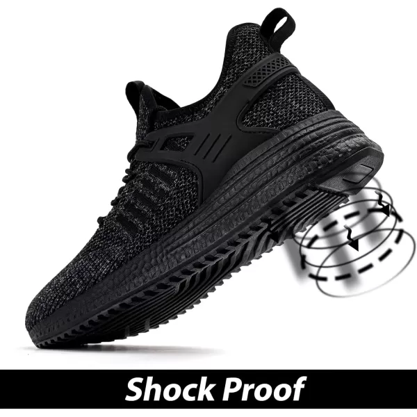imageSDolphin Mens Running Shoes Wide Slip on Sneakers Tennis Workout Wide Width Walking Shoes Gym Athletic Breathable ComfortableMix All Black