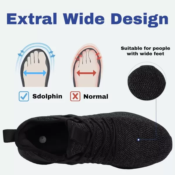 imageSDolphin Mens Running Shoes Wide Slip on Sneakers Tennis Workout Wide Width Walking Shoes Gym Athletic Breathable ComfortableMix All Black