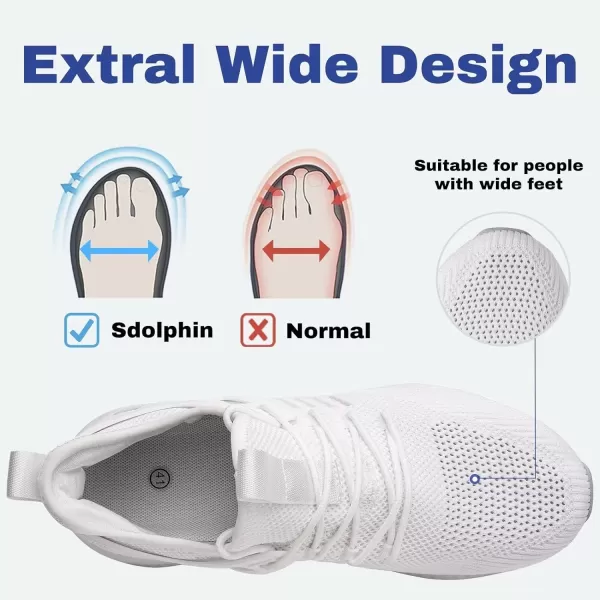 imageSDolphin Mens Running Shoes Wide Slip on Sneakers Tennis Workout Wide Width Walking Shoes Gym Athletic Breathable ComfortableWhite
