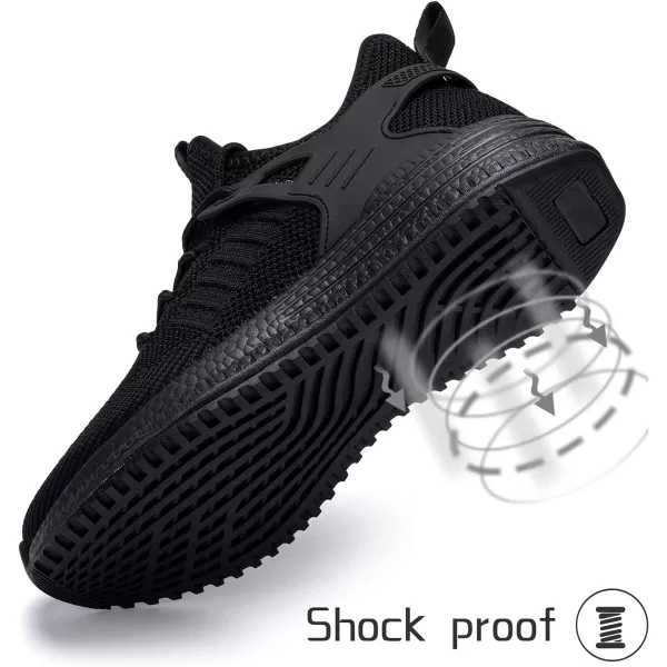 imageSDolphin Running Shoes Women Sneakers  Comfortable Memory Foam Lightweight Walking Tennis Workout Athletic ShoesAll Blackbreathable
