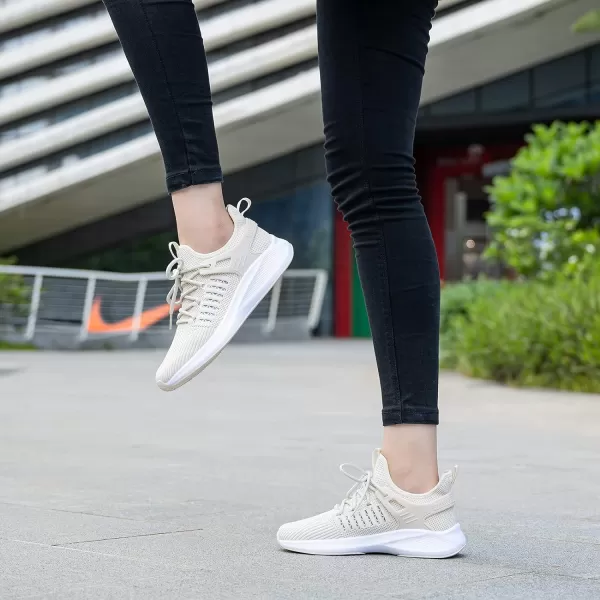 imageSDolphin Running Shoes Women Sneakers  Comfortable Memory Foam Lightweight Walking Tennis Workout Athletic ShoesNew Beige