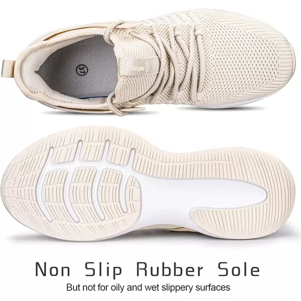imageSDolphin Running Shoes Women Sneakers  Comfortable Memory Foam Lightweight Walking Tennis Workout Athletic ShoesNew Beige