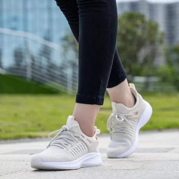 imageSDolphin Running Shoes Women Sneakers  Comfortable Memory Foam Lightweight Walking Tennis Workout Athletic ShoesNew Beige