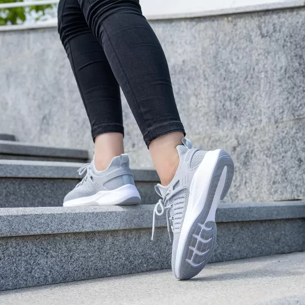imageSDolphin Running Shoes Women Sneakers  Comfortable Memory Foam Lightweight Walking Tennis Workout Athletic ShoesNew Grey