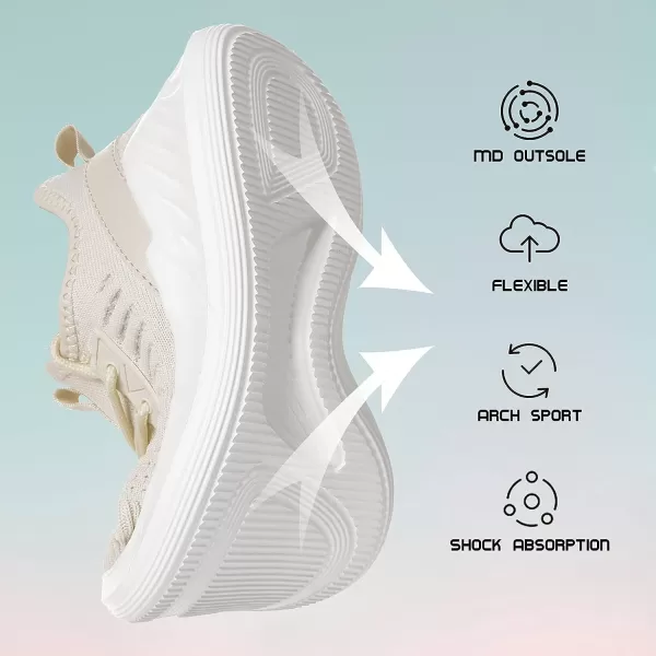 imageWomens Tennis Shoes  Women Sneakers Workout Running Walking Athletic Gym Fashion Lightweight Nursing Casual Light ShoesCreamcoloured