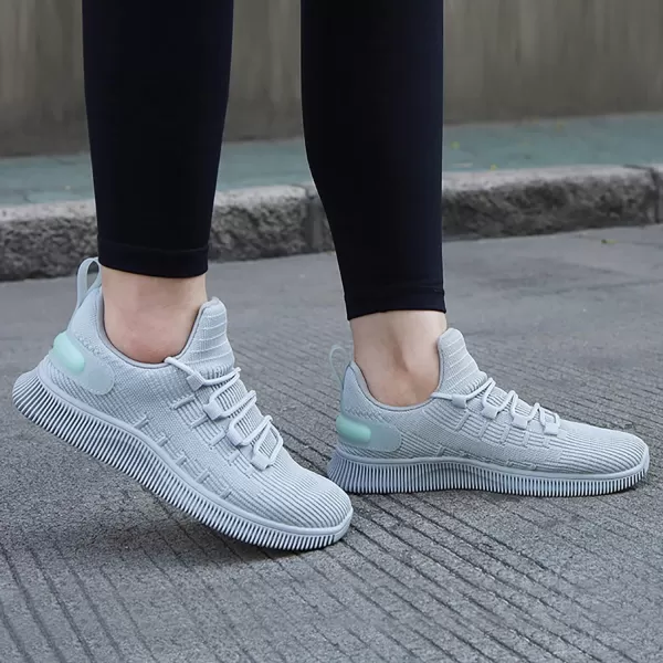 imageWomens Walking Running Tennis Shoes Non Slip Athletic Comfortable Breathable Slip on Lightweight Sneakers US Size 611Grey