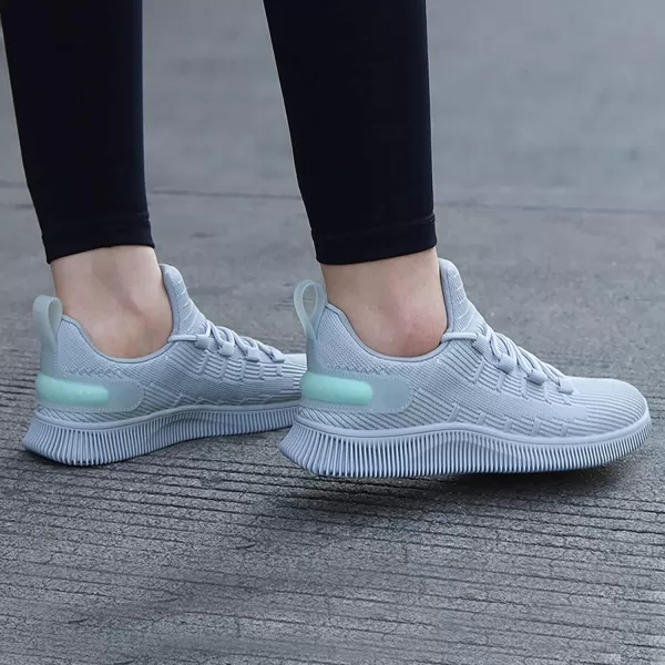 imageWomens Walking Running Tennis Shoes Non Slip Athletic Comfortable Breathable Slip on Lightweight Sneakers US Size 611Grey