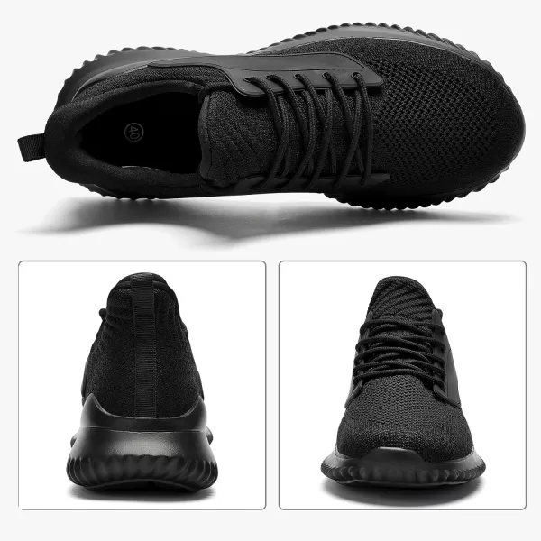 imageWomens Walking Shoes  Slip On Tennis Running Shoes Memory Foam Lightweight Breathable Comfortable Sneakers for Athletic Workout Gym NursingAll Black