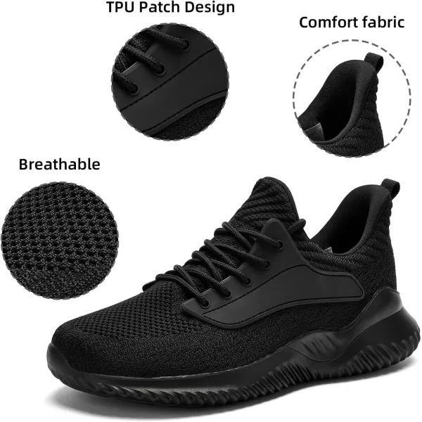 imageWomens Walking Shoes  Slip On Tennis Running Shoes Memory Foam Lightweight Breathable Comfortable Sneakers for Athletic Workout Gym NursingAll Black