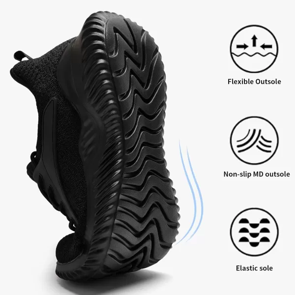 imageWomens Walking Shoes  Slip On Tennis Running Shoes Memory Foam Lightweight Breathable Comfortable Sneakers for Athletic Workout Gym NursingAll Black