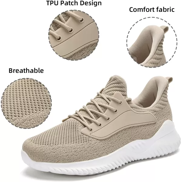 imageWomens Walking Shoes  Slip On Tennis Running Shoes Memory Foam Lightweight Breathable Comfortable Sneakers for Athletic Workout Gym NursingBeige