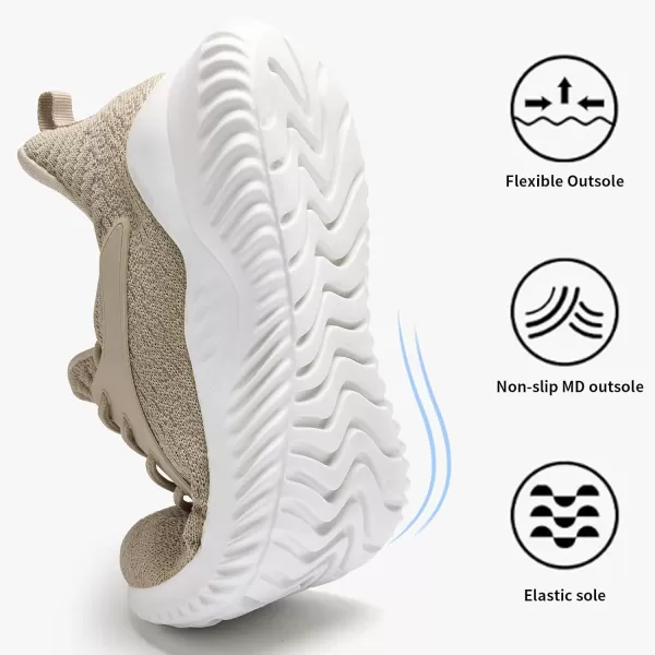 imageWomens Walking Shoes  Slip On Tennis Running Shoes Memory Foam Lightweight Breathable Comfortable Sneakers for Athletic Workout Gym NursingBeige