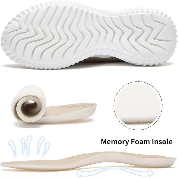 imageWomens Walking Shoes  Slip On Tennis Running Shoes Memory Foam Lightweight Breathable Comfortable Sneakers for Athletic Workout Gym NursingBeige