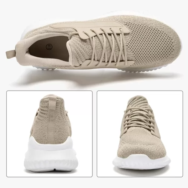 imageWomens Walking Shoes  Slip On Tennis Running Shoes Memory Foam Lightweight Breathable Comfortable Sneakers for Athletic Workout Gym NursingBeige
