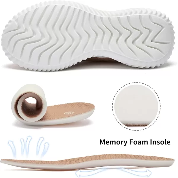 imageWomens Walking Shoes  Slip On Tennis Running Shoes Memory Foam Lightweight Breathable Comfortable Sneakers for Athletic Workout Gym NursingTan