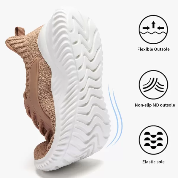 imageWomens Walking Shoes  Slip On Tennis Running Shoes Memory Foam Lightweight Breathable Comfortable Sneakers for Athletic Workout Gym NursingTan