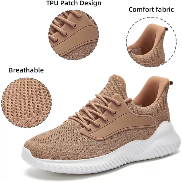 imageWomens Walking Shoes  Slip On Tennis Running Shoes Memory Foam Lightweight Breathable Comfortable Sneakers for Athletic Workout Gym NursingTan