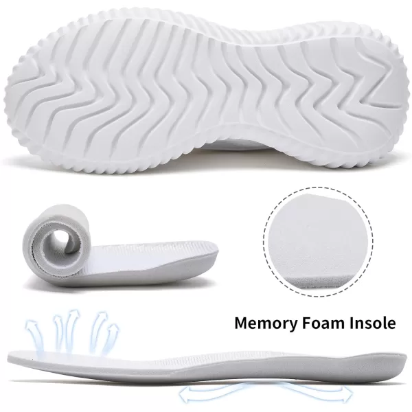 imageWomens Walking Shoes  Slip On Tennis Running Shoes Memory Foam Lightweight Breathable Comfortable Sneakers for Athletic Workout Gym NursingWhite