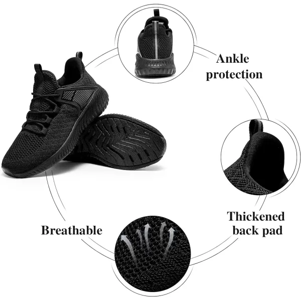 imageWomens Workout Running Shoes  Breathable Comfortable Lightweight Shoes Tennis Sneakers for Walking Gym WorkAupgradesallblack