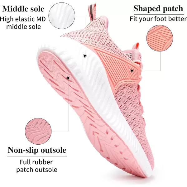 imageWomens Workout Running Shoes  Breathable Comfortable Lightweight Shoes Tennis Sneakers for Walking Gym WorkAupgradesdeep Pink